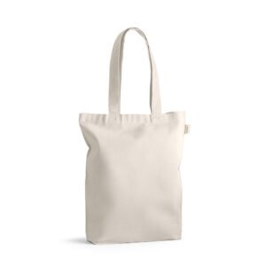 PRAGA. Sacola em 70% algodão reciclado e 30% poliéster reciclado (220g/m²) sem tingimento